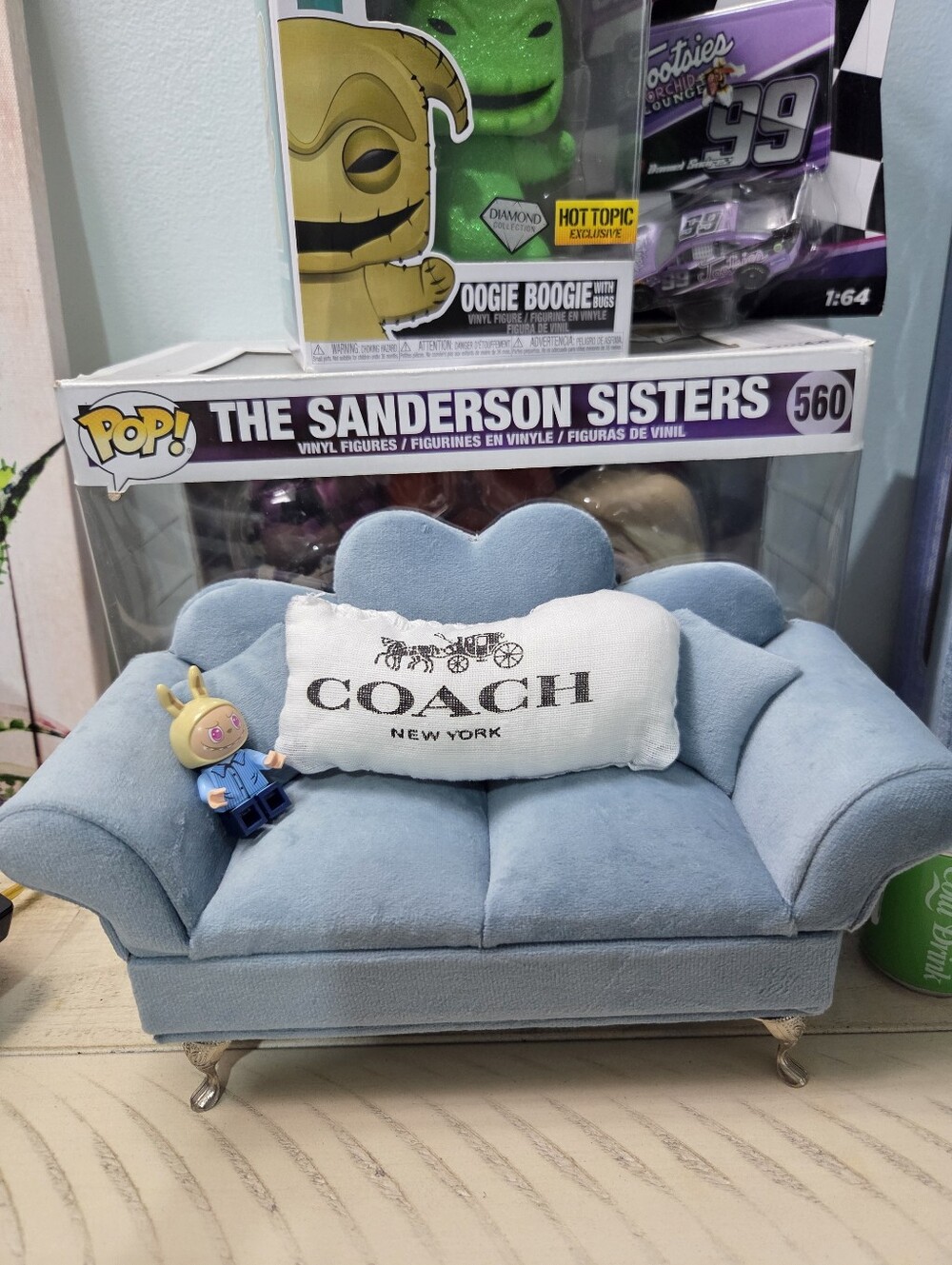 Coach White Logo Carriage Accent Pillow, Handmade